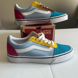 Women’s Vans Ward Color Block, Pink/Blue/Yellow, Size 7.5
